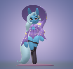 Size: 909x867 | Tagged: safe, artist:nootaz, derpibooru import, trixie, semi-anthro, unicorn, lidded eyes, looking at you, paint 3d