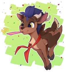 Size: 1630x1770 | Tagged: safe, artist:yakovlev-vad, derpibooru import, oc, oc only, oc:arny, deer, deer pony, original species, peryton, birthday, solo