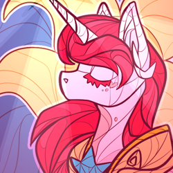 Size: 500x500 | Tagged: safe, artist:twoshoesmcgee, derpibooru import, oc, oc:amber sunrise, unicorn, female, icon, solar soldier, solo, stained glass