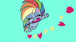 Size: 1920x1080 | Tagged: safe, derpibooru import, screencap, rainbow dash, pegasus, pony, my little pony: pony life, princess probz, eyes closed, female, heart, open mouth, solo, stars