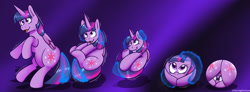 Size: 1280x469 | Tagged: safe, artist:fallenandscattered, derpibooru import, twilight sparkle, twilight sparkle (alicorn), alicorn, ball, both cutie marks, curled up, inanimate tf, magic, morph ball, solo, transformation, twiball