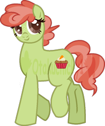 Size: 654x787 | Tagged: safe, artist:otakuchicky1, derpibooru import, oc, oc only, oc:carrot muffin, earth pony, pony, base used, female, mare, offspring, parent:carrot cake, parent:cup cake, parents:carrot cup, simple background, solo, transparent background, watermark