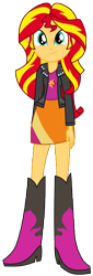 Size: 3288x9688 | Tagged: safe, artist:famousmari5, derpibooru import, sunset shimmer, equestria girls, rainbow rocks, absurd resolution, boots, clothes, cute, cutie mark, cutie mark on clothes, female, jacket, shimmerbetes, shoes, simple background, skirt, smiling, solo, transparent background