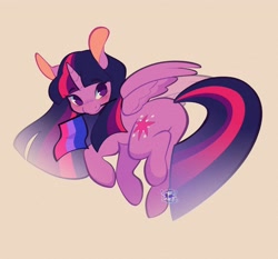 Size: 2048x1911 | Tagged: safe, artist:leapinglambs, derpibooru import, twilight sparkle, twilight sparkle (alicorn), alicorn, pony, bisexual pride flag, female, headcanon, lgbt headcanon, mare, mouthpiece, pride, pride flag, sexuality headcanon, simple background, solo