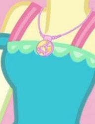 Size: 1920x2503 | Tagged: safe, derpibooru import, screencap, fluttershy, better together, equestria girls, holidays unwrapped, boobshot, breasts, cropped, female, geode of fauna, jewelry, magical geodes, necklace, o come all ye squashful, pictures of chests, solo