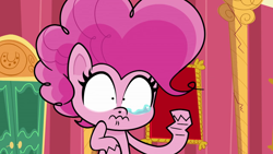 Size: 1280x720 | Tagged: safe, derpibooru import, screencap, pinkie pie, earth pony, pony, my little pony: pony life, the de-stress ball, spoiler:pony life s02e23, broken hoof, crying, female, solo, tears of pain