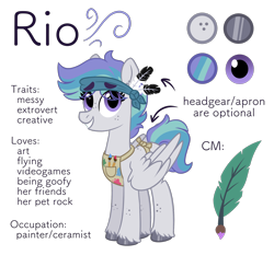 Size: 2000x1861 | Tagged: safe, artist:pink-pone, derpibooru import, oc, oc:rio, pegasus, pony, apron, clothes, female, mare, reference sheet, simple background, solo, transparent background