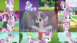 Size: 1280x721 | Tagged: safe, derpibooru import, edit, edited screencap, editor:quoterific, screencap, apple bloom, rarity, sweetie belle, pony, unicorn, bloom and gloom, brotherhooves social, flight to the finish, forever filly, owl's well that ends well, sisterhooves social, sleepless in ponyville, surf and/or turf, the break up breakdown, the cart before the ponies, the one where pinkie pie knows, the show stoppers, twilight time, :o, carousel boutique, cute, diasweetes, female, filly, helmet, mare, microphone, night, open mouth, sad, sadorable, singing, smiling