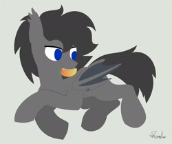 Size: 2048x1715 | Tagged: safe, artist:samsailz, derpibooru import, oc, bat pony, fangs, food, lineless, mango, solo