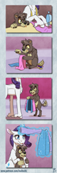 Size: 1108x3353 | Tagged: safe, artist:inuhoshi-to-darkpen, derpibooru import, rarity, oc, oc:smokey quartz, classical unicorn, diamond dog, pony, unicorn, chest fluff, clothes, cloven hooves, ear fluff, ears, female, glowing horn, hoof fluff, horn, leonine tail, male, mare, mother and child, mother and son, parent and child, tongue, tongue out, unshorn fetlocks