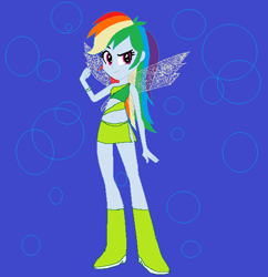 Size: 553x572 | Tagged: safe, artist:r-gonz, artist:selenaede, derpibooru import, rainbow dash, human, equestria girls, aisha, barely eqg related, base used, boots, clothes, crossover, fairy, fairy wings, fairyized, green clothes, high heel boots, high heels, layla, looking at you, magic winx, shoes, wings, winx, winx club, winxified