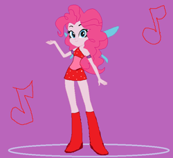 Size: 622x569 | Tagged: safe, artist:r-gonz, artist:selenaede, derpibooru import, pinkie pie, human, equestria girls, barely eqg related, base used, blue wings, boots, clothes, crossover, dress, fairy, fairy wings, fairyized, high heel boots, high heels, looking at you, magic winx, musa, red dress, shoes, wings, winx, winx club, winxified