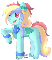 Size: 1645x1892 | Tagged: safe, artist:pasteldraws, derpibooru import, pegasus, pony, clothes, hairpin, redesign, scarf, simple background, solo, transparent background