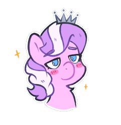 Size: 507x526 | Tagged: safe, artist:wiloptik, derpibooru import, diamond tiara, blush sticker, blushing, bust, happy, no pupils, portrait, simple background, solo, transparent background