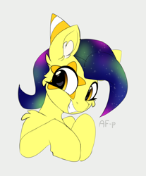 Size: 1536x1859 | Tagged: safe, artist:airfly-pony, derpibooru import, oc, oc:mixi creamstar, earth pony, pony, birthday, ethereal mane, galaxy mane, gift art, solo