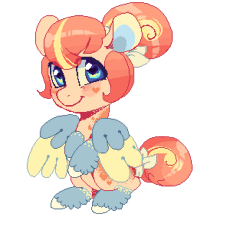Size: 230x230 | Tagged: safe, artist:lavvythejackalope, derpibooru import, oc, oc only, oc:lullaby, pegasus, pony, hoof fluff, looking back, pegasus oc, pixel art, simple background, smiling, solo, transparent background, two toned wings, unshorn fetlocks, wings