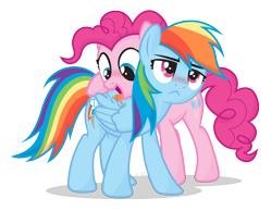 Size: 2000x1552 | Tagged: safe, artist:le-23, pinkie pie, rainbow dash, grooming, high res, lewd, licking, preening, simple background, tongue, tongue out, transparent background