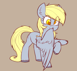 Size: 1714x1594 | Tagged: safe, artist:yoditax, derpibooru exclusive, derpibooru import, derpy hooves, pegasus, pony, colored hooves, cute, derpabetes, ear fluff, ears, female, grooming, happy, mare, preening, raised hoof, raised leg, simple background, solo, wings