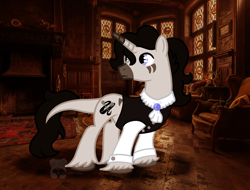 Size: 2500x1900 | Tagged: safe, artist:cuddlygrizzly, derpibooru import, edit, oc, oc:donker blade, pony, unicorn, base used, living room, mansion, solo, vintage