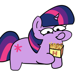 Size: 1000x995 | Tagged: safe, alternate version, artist:wren, derpibooru import, twilight sparkle, burger, food, french fries, happy, hay burger, horseshoe fries, simple background, squatpony, twiggie, twiggles, white background