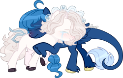 Size: 2880x1826 | Tagged: safe, artist:kurosawakuro, derpibooru import, oc, oc:lorelei snowflake, earth pony, pegasus, pony, female, horns, hug, mare, simple background, transparent background