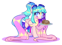 Size: 1280x933 | Tagged: safe, artist:yukiiichi, derpibooru import, oc, pegasus, pony, bread, female, food, mare, simple background, solo, transparent background, tray