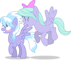 Size: 10886x9213 | Tagged: safe, artist:thatusualguy06, derpibooru import, cloudchaser, flitter, pegasus, pony, .svg available, absurd resolution, april fools, april fools 2021, blushing, eyes closed, featured on derpibooru, female, flying, grooming, incest, lesbian, mare, pegacest, preening, raised hoof, raised leg, shipping, shrunken pupils, siblings, simple background, sisters, spread wings, transparent background, vector, wingboner, wings
