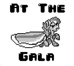 Size: 807x715 | Tagged: safe, derpibooru import, rainbow dash, pegasus, pony, 8-bit, at the gala, clothes, dress, gala dress, grayscale, monochrome, pixel art, smiling