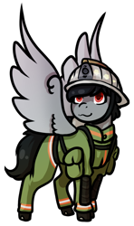 Size: 590x1000 | Tagged: safe, artist:oneiria-fylakas, derpibooru import, oc, oc:nixy, pegasus, pony, firefighter, simple background, solo, transparent background