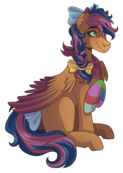 Size: 2500x3500 | Tagged: safe, artist:kikirdcz, derpibooru import, oc, oc only, oc:solar comet, pegasus, pony, bow, female, hair bow, mare, simple background, sock, solo, tail bow, transparent background