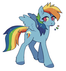 Size: 640x690 | Tagged: safe, artist:heartcade, derpibooru import, rainbow dash, pegasus, pony, colored hooves, colored pupils, dock, female, leg fluff, mare, open mouth, simple background, solo, spread wings, transparent background, wings