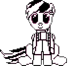 Size: 390x335 | Tagged: safe, artist:horses are fuckin weird, derpibooru import, rainbow dash, animated, black and white, clothes, equestale, grayscale, jacket, looking at you, monochrome, one eye closed, pixel art, sans (undertale), shrug, smiling, sprite, undertale, wink