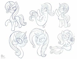 Size: 1024x789 | Tagged: safe, artist:illumnious, derpibooru import, starlight glimmer, trixie, pony, seapony (g4), unicorn, monochrome, seaponified, seapony starlight glimmer, seapony trixie, sketch, species swap