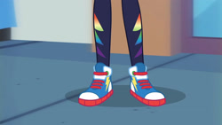 Size: 3410x1920 | Tagged: safe, derpibooru import, screencap, rainbow dash, better together, equestria girls, run to break free, converse, female, legs, pictures of legs, shoes, sneakers, solo