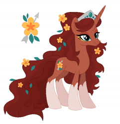 Size: 1920x1988 | Tagged: safe, artist:kabuvee, derpibooru import, oc, pony, unicorn, female, flower, flower in hair, mare, simple background, solo, white background