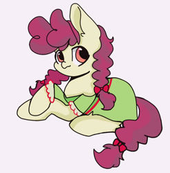 Size: 1262x1284 | Tagged: safe, artist:星梦, derpibooru import, hilly hooffield, earth pony, pony, the hooffields and mccolts, background pony, bow, clothes, cute, female, hair bow, hooffield family, mare, pigtails, pose, simple background, solo
