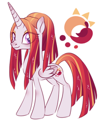 Size: 728x856 | Tagged: safe, artist:polymercorgi, derpibooru import, oc, alicorn, pony, female, magical lesbian spawn, mare, offspring, parent:cayenne, parent:princess celestia, simple background, solo, white background