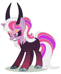 Size: 1128x1376 | Tagged: safe, artist:venomous-cookietwt, derpibooru import, oc, hybrid, black sclera, female, interspecies offspring, offspring, parent:lord tirek, parent:twilight sparkle, parents:twirek, simple background, solo, transparent background