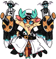 Size: 1348x1432 | Tagged: safe, artist:hoshmyposhes, derpibooru import, velvet reindeer, deer, elf, reindeer, them's fightin' herds, clothes, community related, female, guilty gear, ramlethal valentine, simple background, sword, transparent background, weapon