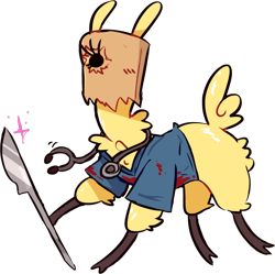 Size: 1420x1417 | Tagged: safe, artist:hoshmyposhes, derpibooru import, paprika paca, alpaca, them's fightin' herds, blood, clothes, community related, faust, female, guilty gear, scalpel, simple background, transparent background