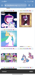 Size: 720x1520 | Tagged: safe, derpibooru import, pound cake, princess cadance, princess celestia, princess flurry heart, pumpkin cake, shining armor, twilight sparkle, twilight sparkle (alicorn), alicorn, pony, error, glitch, no eyes, screenshots, taken on a phone