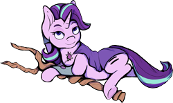 Size: 1240x738 | Tagged: safe, artist:overlord pony, derpibooru import, starlight glimmer, pony, unicorn, cape, clothes, equal cutie mark, pinup, simple background, solo, staff, staff of sameness, transparent background