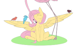 Size: 3800x2400 | Tagged: safe, artist:chapaevv, derpibooru import, fluttershy, bird, flamingo, pegasus, pony, cute, daaaaaaaaaaaw, female, high res, mare, patreon, patreon reward, png, shyabetes, simple background, sitting, solo, that pony sure does love animals, transparent background