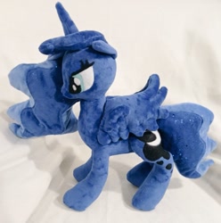 Size: 1017x1024 | Tagged: safe, artist:cwossie, derpibooru import, princess luna, alicorn, cutie mark, ethereal mane, female, galaxy mane, photo, plushie, princess, royalty, solo, spread wings, wings