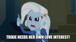 Size: 896x500 | Tagged: safe, derpibooru import, edit, edited screencap, screencap, trixie, equestria girls, rainbow rocks, caption, image macro, imgflip, meme, text, trixie yells at everything