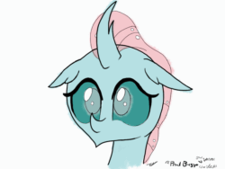 Size: 864x648 | Tagged: safe, artist:johnerose126, derpibooru import, ocellus, changedling, changeling, animated, blushing, cute, diaocelles, ears, female, gif, open mouth, simple background, smiling, solo, white background