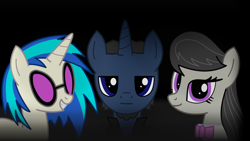 Size: 1920x1080 | Tagged: safe, artist:manerg, derpibooru exclusive, derpibooru import, dj pon-3, octavia melody, vinyl scratch, oc, oc:manerg, earth pony, unicorn, female, male, mare, png, stallion, sunglasses, trio