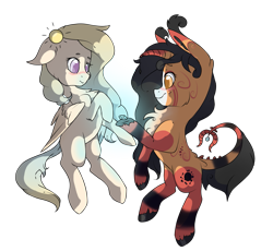 Size: 2009x1849 | Tagged: safe, artist:cookietasticx3, derpibooru import, oc, oc only, pegasus, pony, unicorn, chest fluff, duo, flying, horn, pegasus oc, smiling, unicorn oc, wings