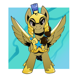 Size: 1335x1314 | Tagged: safe, artist:nynehells, derpibooru import, oc, oc only, oc:stormwing breeze, pegasus, pony, armor, female, guardsmare, looking at you, mare, royal guard, royal guard armor, solo, wingblade