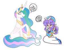 Size: 2400x1676 | Tagged: safe, artist:chelseawest, derpibooru import, princess celestia, twilight sparkle, accord (puyo puyo), amitie, crossover, puyo puyo, simple background, teacher, transparent background